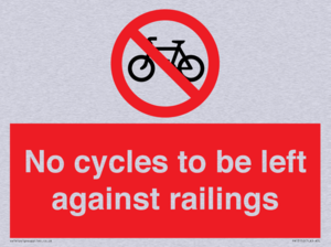 No cycles to be left against railings